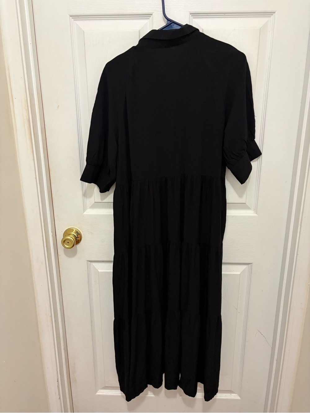 NATURAL LIFE black cotton collared midi dress - Picture 4 of 8